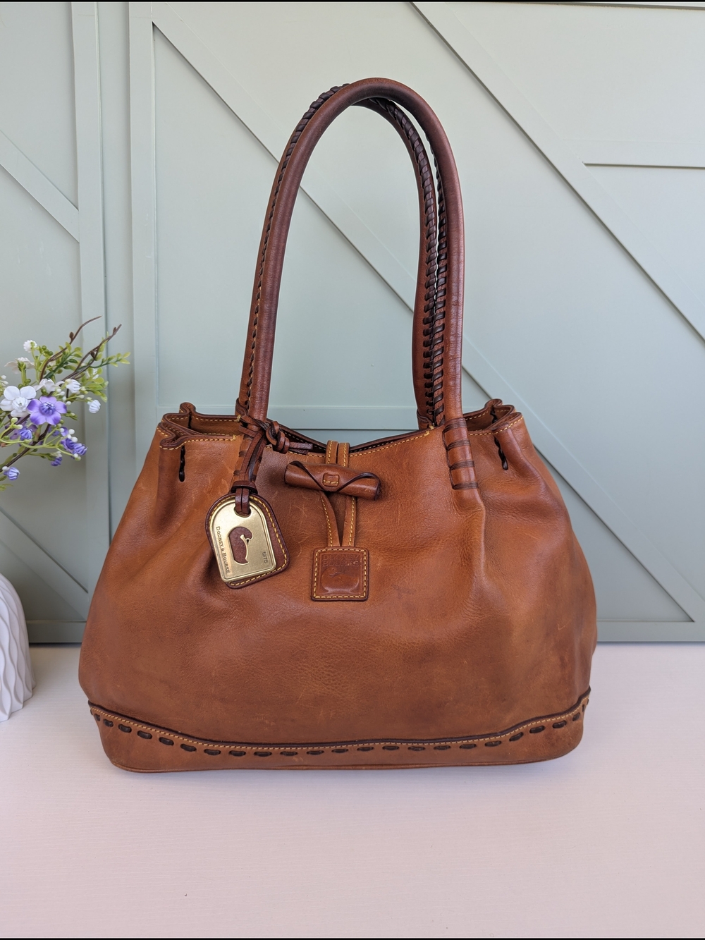 Dooney & Bourke Cognac Brown Leather Shoulder Bag